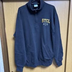 Champion ハーフジップ スウェット STCL 刺繍 ブラック Lのサムネイル