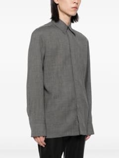 ジルサンダー 24AW ファインウールリップストップ シャツ ダークグレー