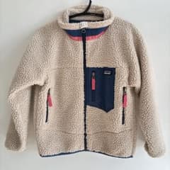 Patagonia フリースXS ベージュ/ネイビー：クリーニング済のサムネイル