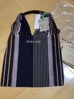 新品MARNIマルニフラワーカフェ ハンモックバッグ ブルーのサムネイル
