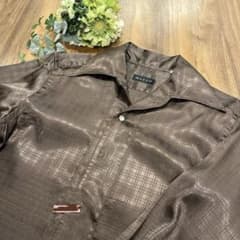 MAZZO 結婚式 フォーマルシャツ 新郎 衣装 ブラウン チェック柄 【美品】のサムネイル