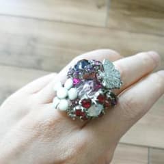 Philippe Ferrandis フラワー&バタフライクリスタルリングのサムネイル
