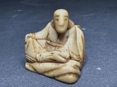 極上　根付　面と唐子　天然素材　アンティーク　和彫　置物　骨董　飾り物　古美術品 極上 根付 印籠 天然素材 アンティーク 骨董 飾り物 古美術品 置物細密