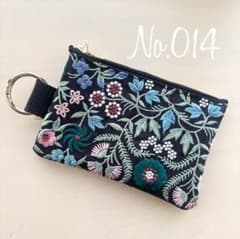 No.014 インド刺繍リボン フェイクレザーミニポーチのサムネイル