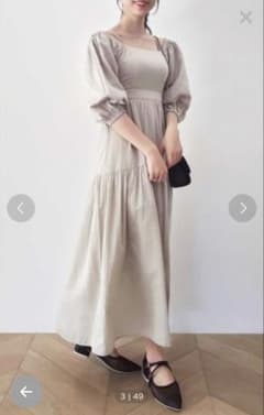 dazzlin バックオープンボリュームコットンワンピース グリーン Mサイズのサムネイル