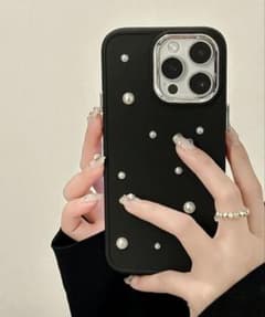 iPhone用ケース ブラック パール調装飾のサムネイル
