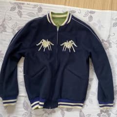 貴重！スパイダー刺繍 スカジャン紺色ファー イースタン エンスージア