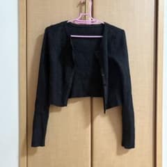 JUNOAH ラメ入りブラックカーディガン 長袖のサムネイル