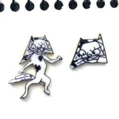 ハンドメイドピアス　浮世絵　和風　歌川国芳　落書き　プラ板のサムネイル
