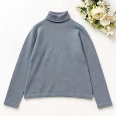 アルドリッジ カシミヤ100％ タートルネックニット ライトブルー
