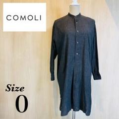 コモリ バンドカラーシャツ プルオーバー コットン チャコールグレー サイズ1 COMOLI (コモリ) バンドカラーシャツ