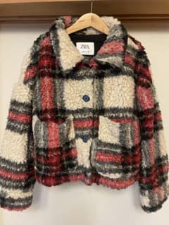 断捨離中様専用　ZARA ボア風チェックジャケット 140cmのサムネイル