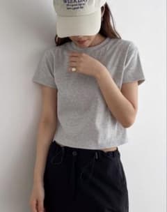 CANAL JEAN エルマール サーマルクロップド半袖Tシャツ　グレーのサムネイル