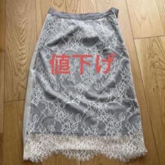 DIRECTOIREグレー レース タイトスカート ひざ丈