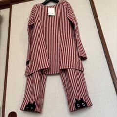 新品　Atsuko Matano 赤ベージュストライプパジャマ