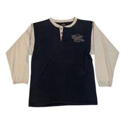90s USA製 ハーレーダビッドソン 長袖ヘンリーネックTシャツ Lのサムネイル