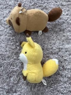 너구리와 여우 너구리 가방에 붙일 수있는 큰 봉제 인형 2 점 세트