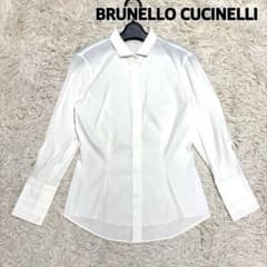 美品✨ブルネロクチネリ モニーレ ホワイトシャツブラウス 比翼 イタリア製 XL 未使用級 ブルネロクチネリ 比翼仕立て ストレッチ ドレスシャツ 白 S