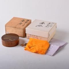 茶道具　山中塗　福田芳朗作　神代欅　香魚絵　香合　共布共箱　V　R8144 m72695893142_1.jpg?1733287061