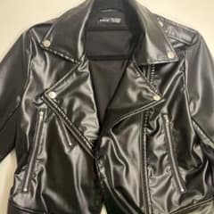 SHEIN フェイクレザー ライダースジャケット ブラックのサムネイル