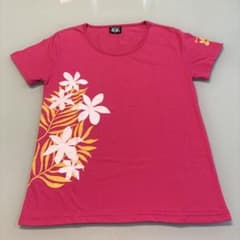 フラダンス 半袖Tシャツ ピンク 花柄のサムネイル