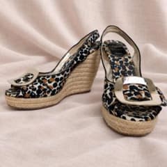 ROGER VIVIER ウェッジソール サンダル 37 厚底 レオパード 2a