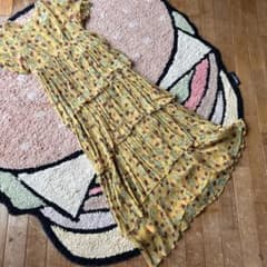 美品HVNハーレイビオラニュートン花柄シルクティアードロングワンピース0 美品HVNハーレイビオラニュートンフルーツ柄シルクティアードロング