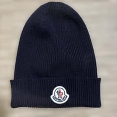 MONCLER ニット帽 ビーニー ネイビー - メルカリ