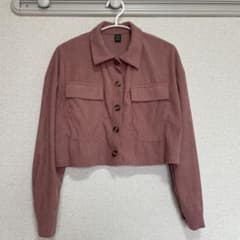 SHEIN コーデュロイ クロップドジャケット ピンク XSのサムネイル