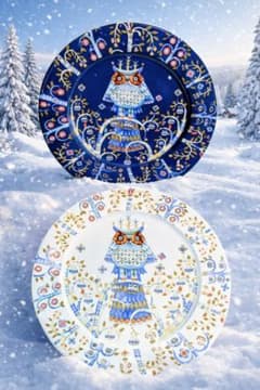 ❤️IITTALA「タイカ」フクロウデザインの陶器大皿 2枚箱入り❤️1893