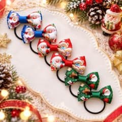 ハンドメイド クリスマス柄 キッズリボン ヘアゴム 6個セットのサムネイル