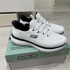 極美品 スリップインズ スケッチャーズ 25.5cm幅広 白x黒SKECHERS