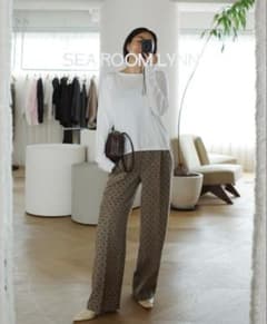 searoomlynn ドット　Tweed 2tuck スラックス　ブラウンのサムネイル