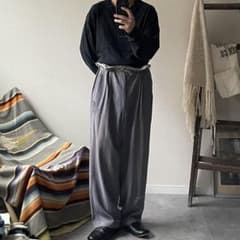 う*ー様 60s レーヨンギャバスラックス ナス紺 極太 フェード ボロ う*ー様 60s レーヨンギャバスラックス ナス紺 極太 フェード ボロ