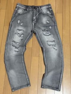 ダメージ加工 デニムパンツ グレーのサムネイル