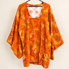 オレンジ系 花柄 羽織 着物 和装のサムネイル