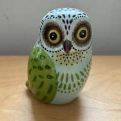 フクロウの陶器置物　九谷焼のサムネイル