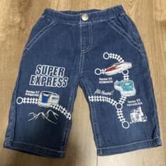 新幹線柄 デニムハーフパンツ 男の子110センチのサムネイル