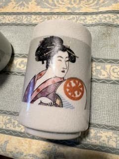 浮世絵風 湯呑み 3点セット 美人画 貫入のサムネイル