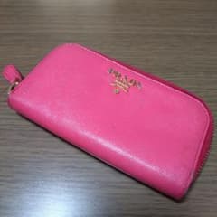 PRADA プラダ キーケース ラウンドジップ ピンク レザー サフィアーノ