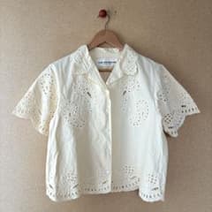 Shinzone シンゾーン コットン ペイズリー 刺繍 オープンカラー シャツ