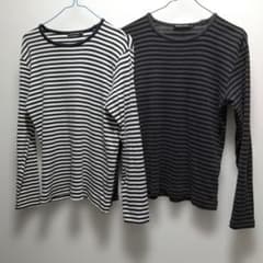 ユニクロ Premium Cotton ボーダー長袖メンズ 2枚セット Sのサムネイル