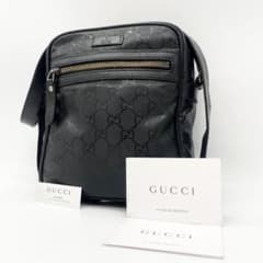 GUCCI GGパターン ショルダーバッグ サコッシュ PVC レザー 黒 - メルカリ