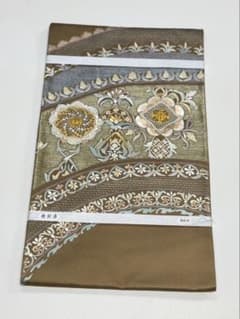 中国汕頭刺繍)袋帯 花柄 茶系 新品 豪華 正絹 - メルカリ