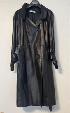 PRADA⭐︎プラダ】レザー⭐︎トレンチコート ブラック42 - メルカリ