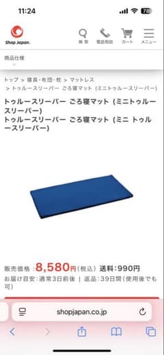 【新品】1枚　ミニトゥルースリーパー　ごろ寝マットのサムネイル