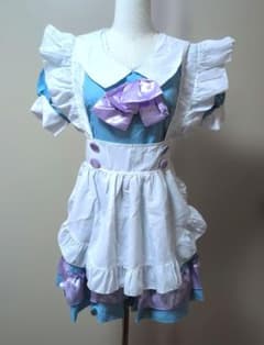 ハロウィン メイド服 コスプレ ワンピース エプロン 水色