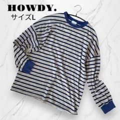 ハウディー ボーダー柄ラグランカットソー【L】美品 アメカジ ビッグシルエットのサムネイル