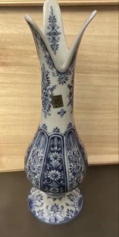 龍峰窯　花風流　染付更紗花瓶 龍峰窯 染付更紗 欧風 花瓶 花生け 三洋陶器 - メルカリ