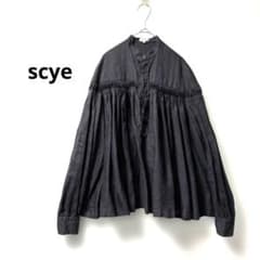 scye ★リネン ピンタック長袖バンドカラーブラウスダークグレー38 scye ☆リネン ピンタック長袖バンドカラーブラウスダークグレー38